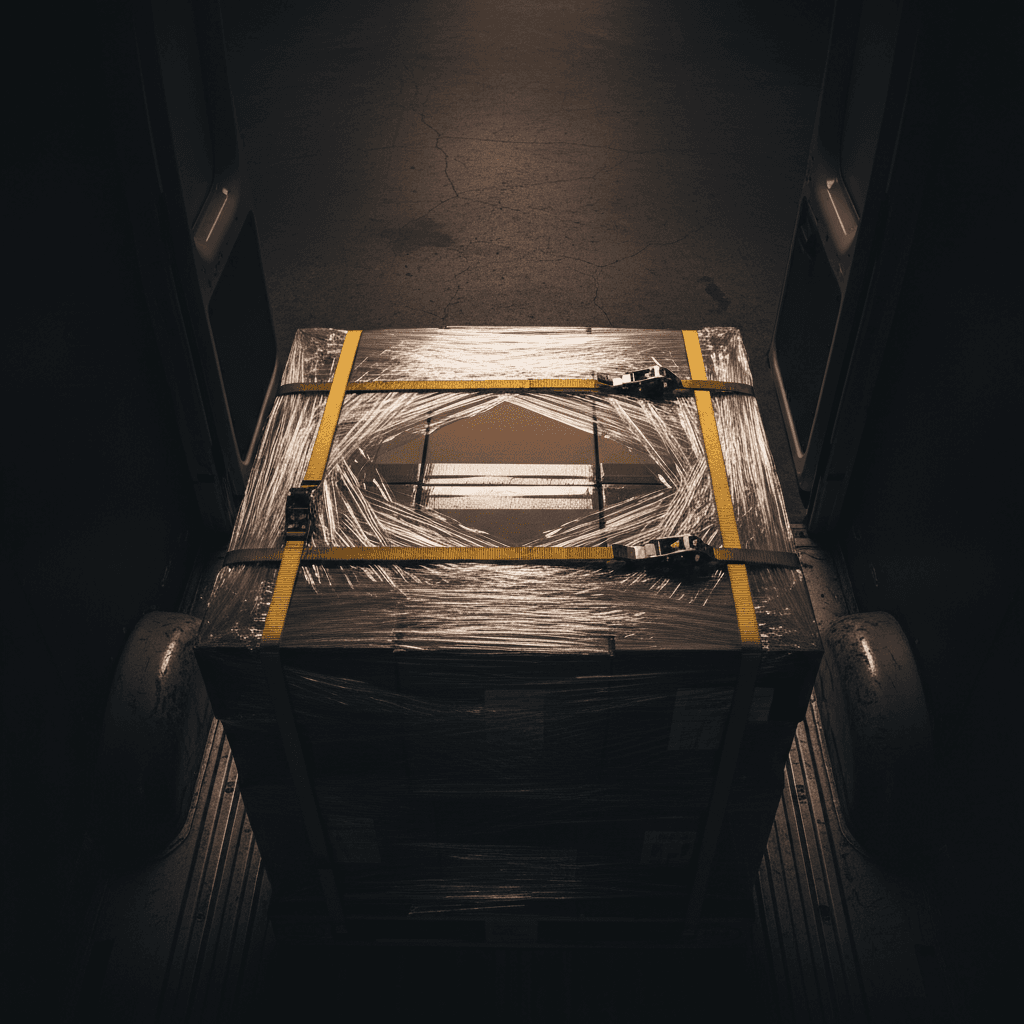 Secured palletized freight ready for hot-shot delivery